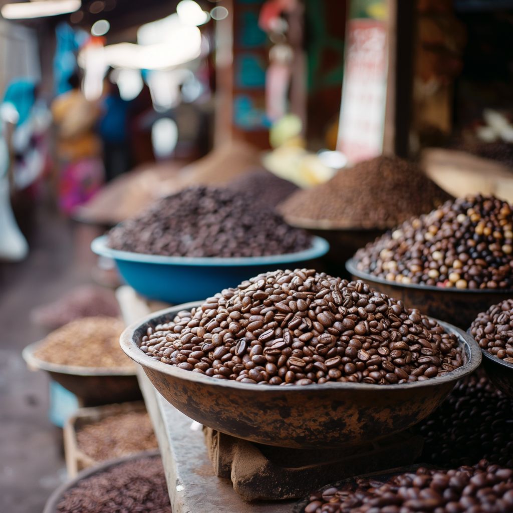 Coffeebeans on a market